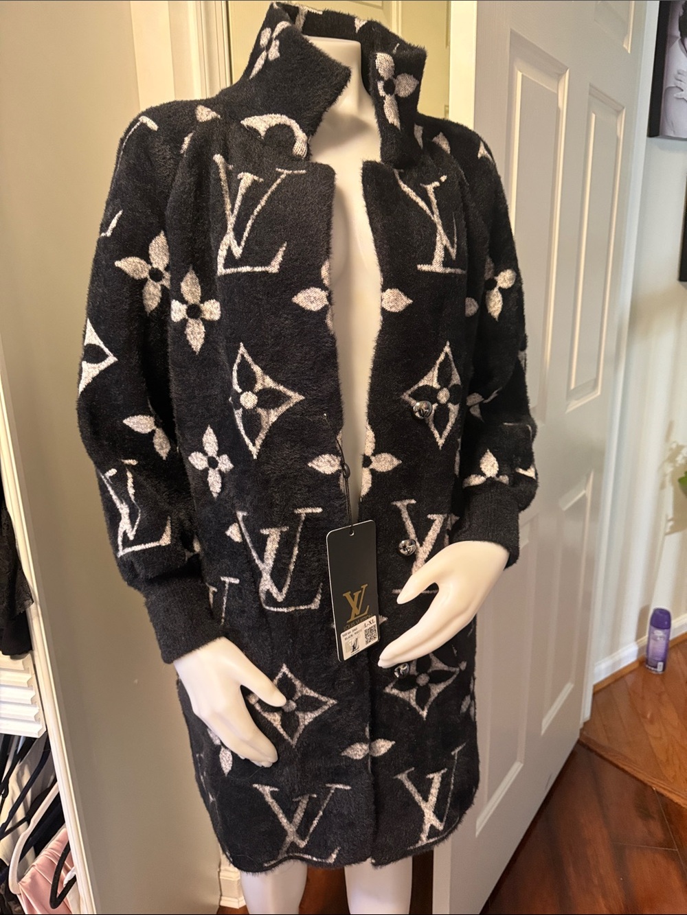 Louis Vuitton Black & White Monogram Coatigan